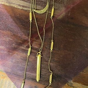 Lucky Brand 3-in-1 Pendant Necklace(s) Bronze Gold Color 16” - 34” Long